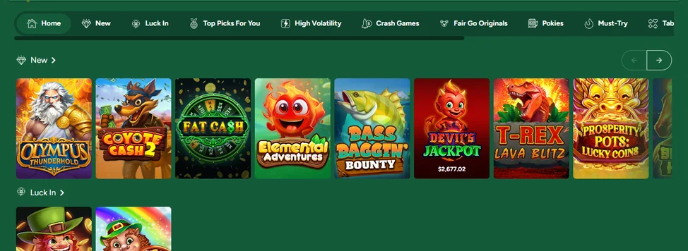 Browse Fair Go Casino slots